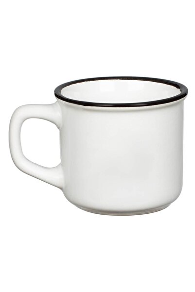 OEM Mini Ceramic Coffee Mug "BISTROT Cafe Espresso" Black-White 140ml