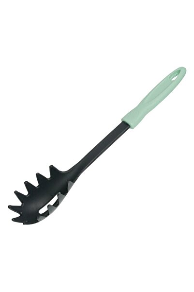 OEM Anthracite Plastic Spoon with Mint Green Handle for Pasta Serving 32cm