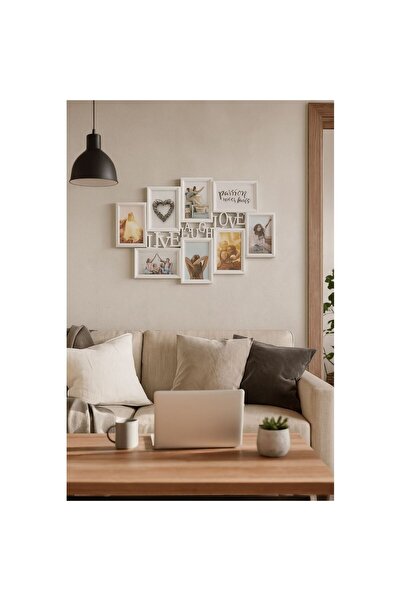 OEM White Photo Frame "Live Laugh Love" for 8 Photos 62x42.5cm
