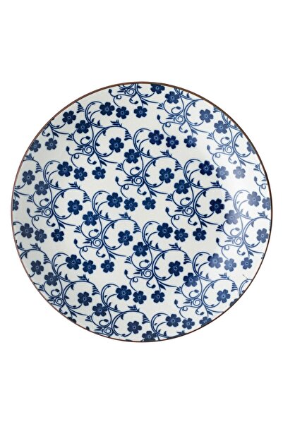 OEM White Porcelain Plate with Blue Flower Pattern Ø19cm