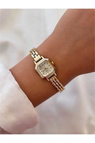 Generic Retro Minimal vintage kordon altın renk kadın kol saati
