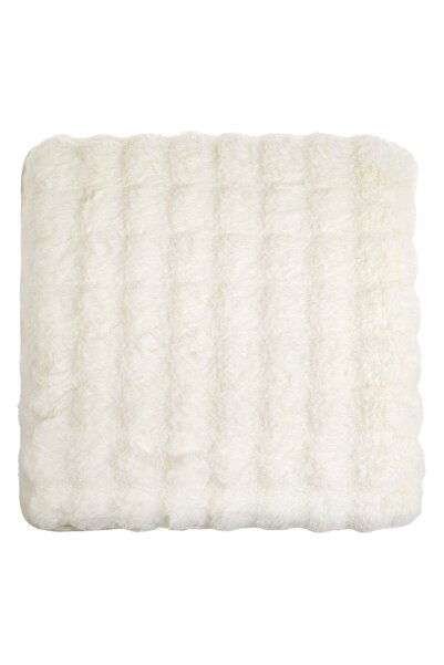 OEM Off White Faux Fur Decorative Chair Cushion with Embossed Pattern 40x40cm