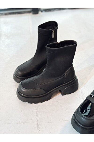 I Love Shoes Gariel Kadın Kalın Taban Bot Siyah Dalgıç Kumaş