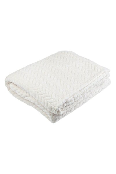 OEM Velvet Blanket Ecru with Fringes 220x150cm