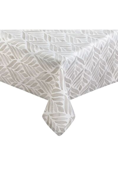 OEM Summer Tablecloth Beige Grey Leaves 180x140cm