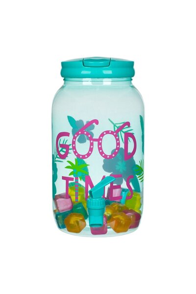 OEM Good Times Turquoise Plastic Drink Dispenser with Faucet & 24 Ice Cubes 3.8L