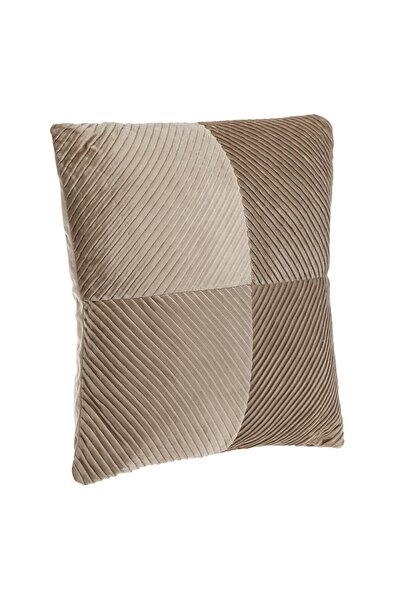 OEM Taupe Velvet Decorative Pillow with Embossed Stripes 45x45cm