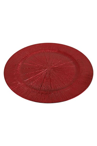 OEM Red Plastic Round Decorative Plate with Pattern Ø33cm