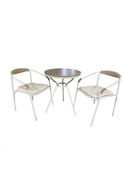 Family Ship Garden Seating Set Round Table with 2 Chairs - Light Brown