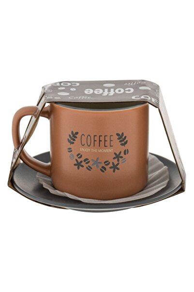 OEM New Bone Matte Brick Coffee Cup and Saucer Set 280ml