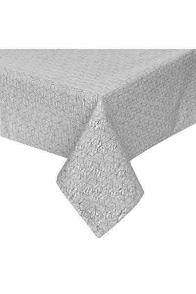 OEM Kitchen Tablecloth Fabric Gray Cubes 180x140cm