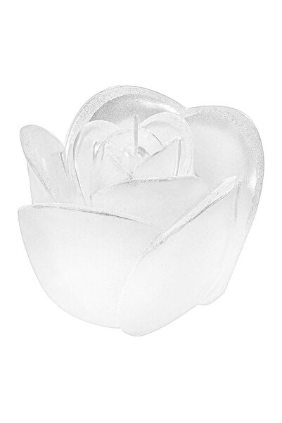 OEM 3D Candle White Rose with Glitter 12x12x10cm