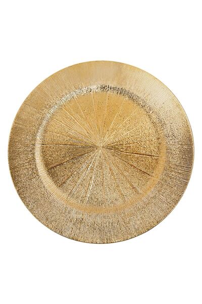 OEM Round Decorative Plate Made of Gold Plastic with Pattern Ø33cm