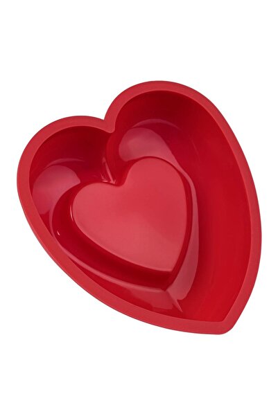 OEM Red Silicone Cupcake Baking Mold Heart Shape 15cm