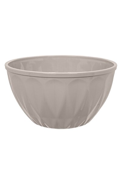 OEM Beige Plastic Salad Bowl with Embossed Pattern 4L
