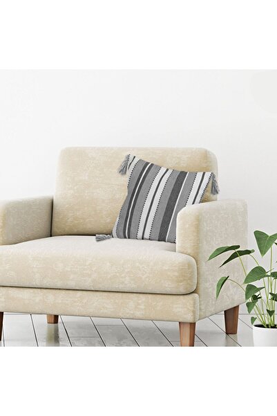OEM Ecru Grey Summer Cushion with Tassels 40x40cm