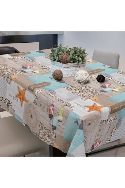 OEM Plastic Tablecloth with Summer Starfish Pattern 180x140cm