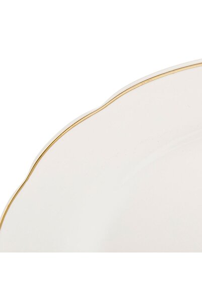 OEM Beige Porcelain Fruit Plate "Wavy Gold Metallic" 19cm