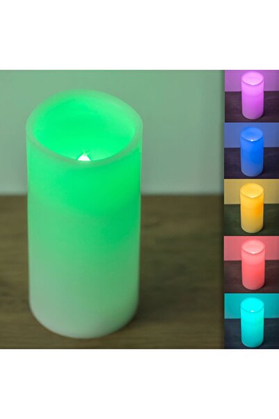 OEM Lumanare Alba cu Margine Ondulata & LED Ø7.5x15cm - Flacara cu Lumina Col...