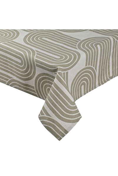 OEM Beige Summer Tablecloth with Lines Pattern 180x140cm