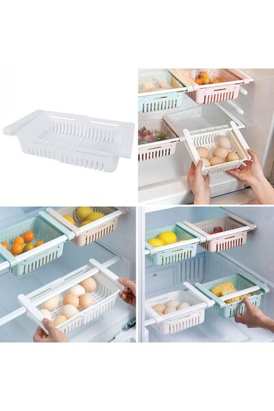 OEM Cos de Depozitare Extensibil din Plastic Alb pentru Frigider 19.5x16x8cm