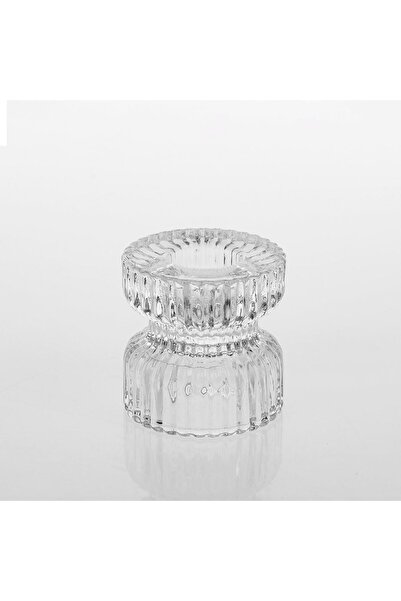 OEM Decorative Transparent Glass Candlestick with Dual Use Ø5x5cm