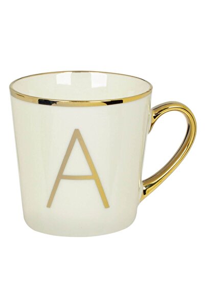 OEM New Bone Ecru Mug Gold Letter A & Handle 460ml