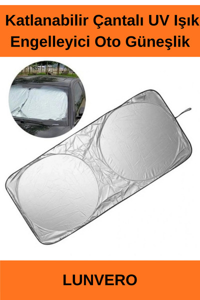 Lunvero Premium Çantalı Katlanabilir UV Gün Işığı Engelleyici Çift Katmanlı Ö...
