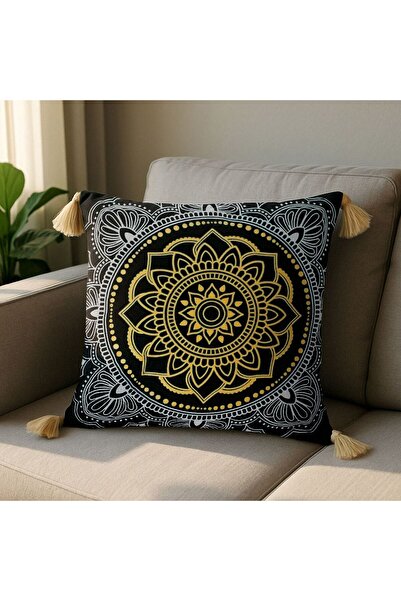 OEM Grey Summer Decorative Pillow with Gold White Mandala Pattern 45x45cm