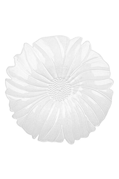 OEM Decorative White Glass Plate in Flower Shape 32x33x3.5cm