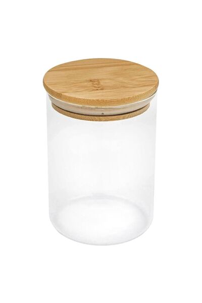 OEM Transparent Glass Storage Jar with Bamboo Lid 500ml