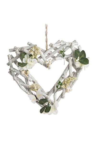 OEM Decorative Hanging Wooden Heart with Flowers & Butterfly 30x5x29cm