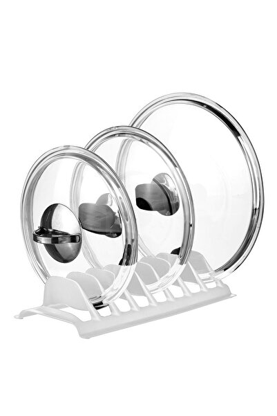 OEM White Plastic Holder with 8 Spaces for Pot Lids & Plates 29.5x13.5x6.5cm