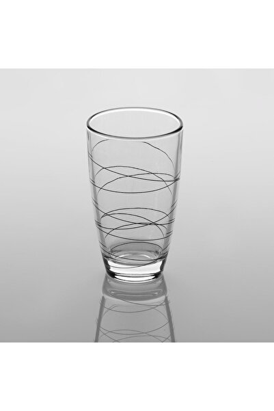 OEM Set of 3 Transparent Glass Glasses with Black Stripe 370ml