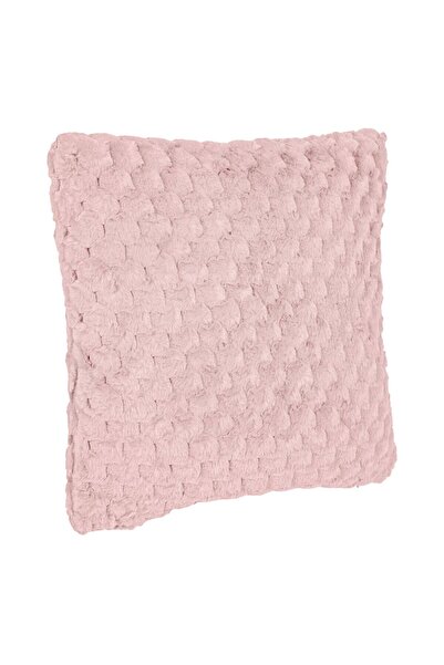 OEM Pink Faux Fur Decorative Pillow with Embossed Pattern for Sofa 60x60cm