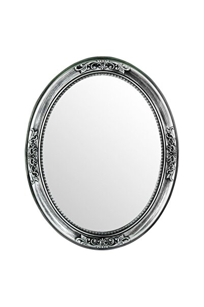 OEM Oglinda de Perete cu Cadru din Plastic Antic Argintiu Negru 70x56.2cm