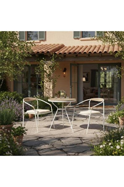 Family Ship Garden Seating Set Round Table with 2 Chairs - Light Brown