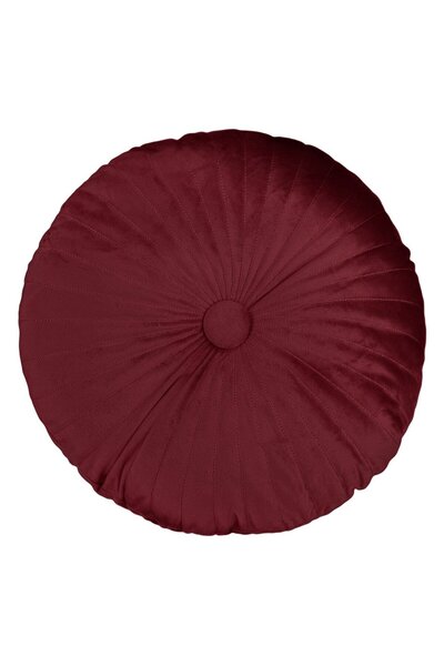 OEM Round Decorative Pillow Bordeaux Velvet with Buttons for Sofa Ø35cm