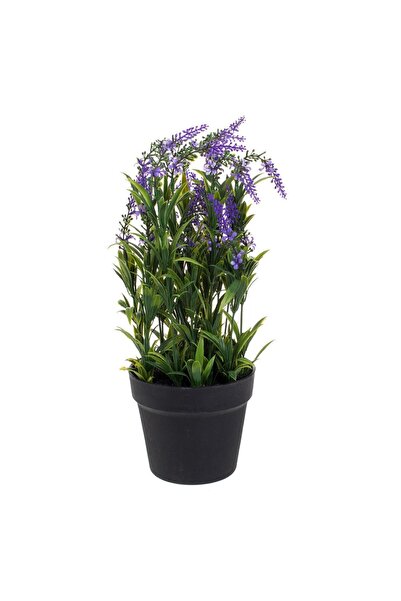 OEM Ghiveci Decorativ din Plastic Negru cu Planta Artificiala Lavanda