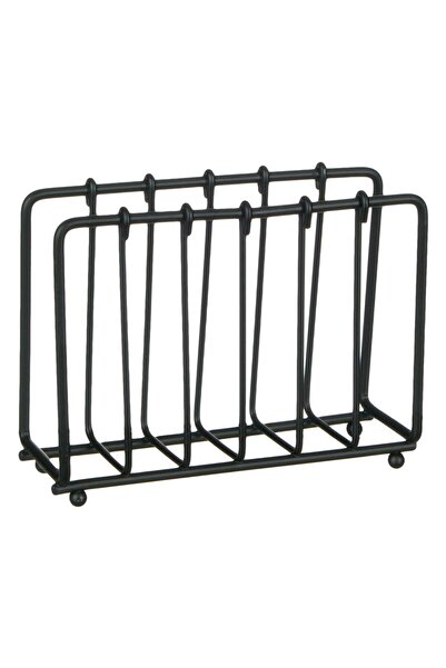 OEM Black Iron Napkin Holder Vertical Lines 13x4.5x10cm