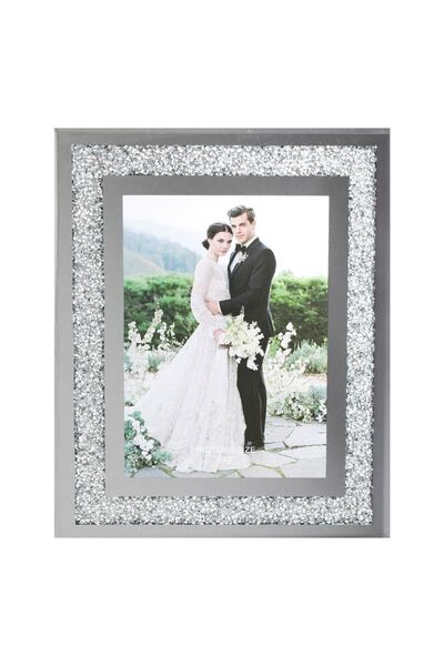 OEM Decorative Mirror Glass Photo Frame Silver Glitter 13x18cm