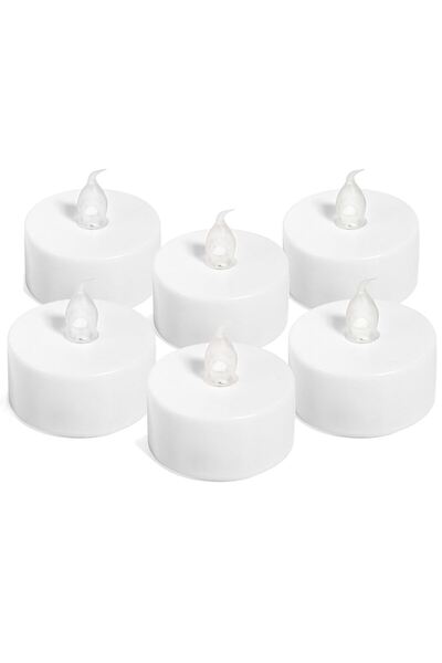 OEM LED Pill Candle with Battery White Flame Ø4x4cm - 6pcs