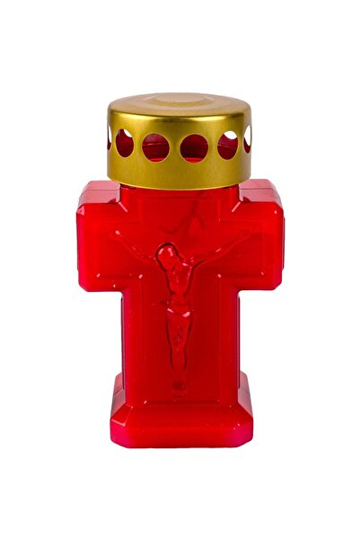 OEM Decorative Candle in the Shape of a Red Cross with Lid 7x5x12cm