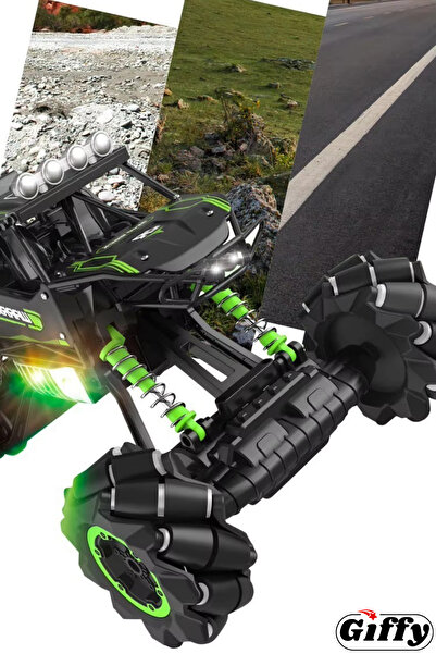 giffy Oyuncak Uzaktan ve Bilekten Kumandalı 4X4 Şarjlı Akrobat Arazi Arabası 8 Eksen 360° Led Işık Sesli