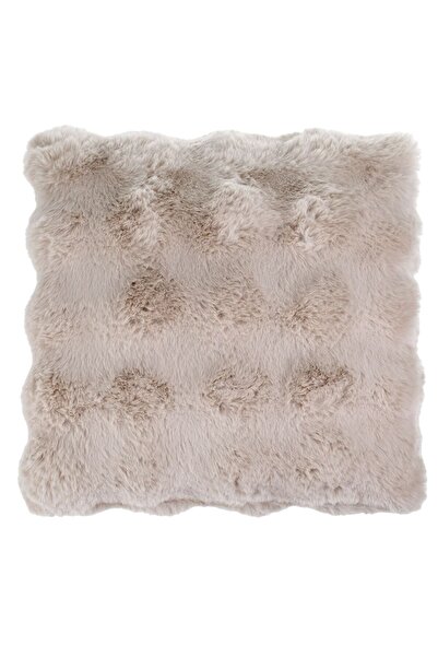 OEM Beige Faux Fur Winter Decorative Pillow with Embossed Pattern for Sofa 40x40cm