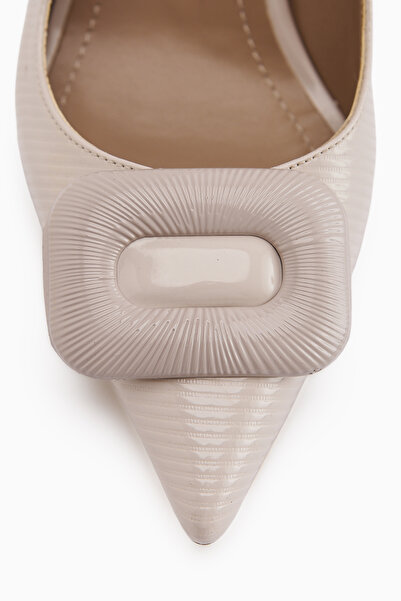 Limoya Hiam Beige Buckle Women's Heeled Shoes