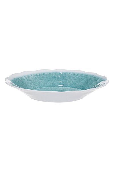 OEM Melamine Deep Plate Turquoise Scallop 22.9cm