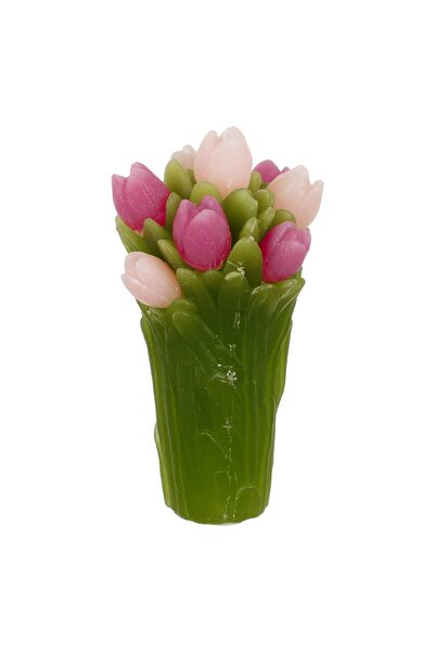 OEM Lumanare de Paste Buchet cu Lalele Roz Fucsia Ø10x17cm