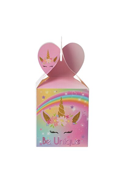 OEM Pink Cardboard Boxes with Unicorn Pattern for Cakes 9.9x8.5x8.5cm - 6pcs