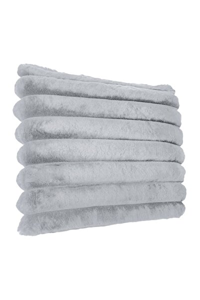 OEM Grey Faux Fur Decorative Pillow with Embossed Pattern for Sofa 55x37cm